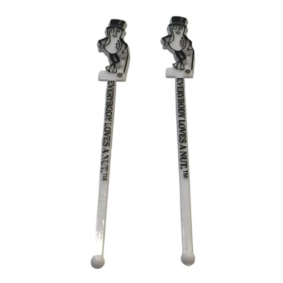 MR. PEANUT Everybody Loves a Nut. Swizzle Sticks Set of 2 - Picture 1 of 5